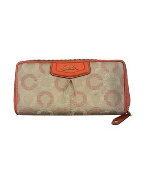 Coach Ashley Dotted Op Art Zip-Around Wallet โ Beige/Pink